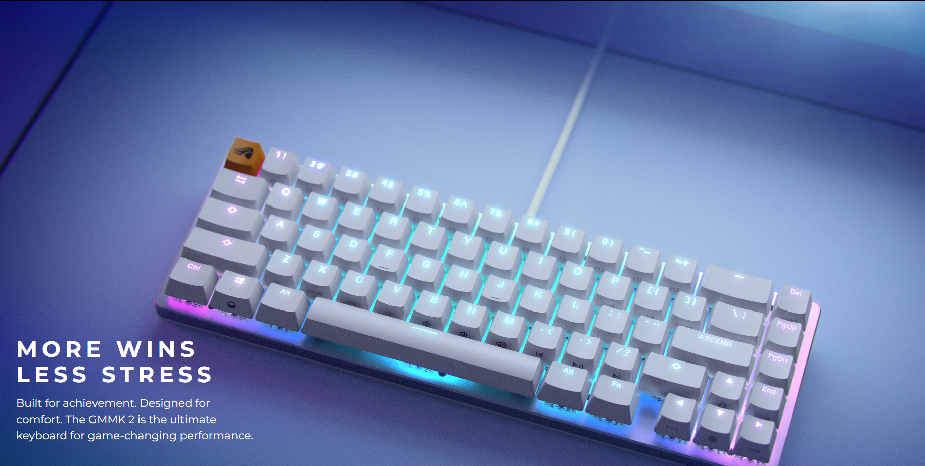 A large marketing image providing additional information about the product Glorious GMMK 2 Compact Mechanical Keyboard - White (Barebones) - Additional alt info not provided